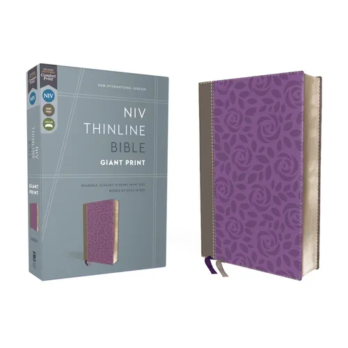 NIV, Thinline Bible, Giant Print, Imitation Leather, Gray/Purple, Red Letter Edition