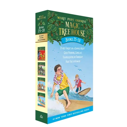 Magic Tree House Books 25-28 Boxed Set: Stage Fright on a Summer Night; Good Morning, Gorillas; Thanksgiving on Thursday; High Tide in Hawaii