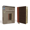 NIV, Personal Size Reference Bible, Large Print, Imitation Leather, Brown, Indexed, Red Letter Edition, Comfort Print